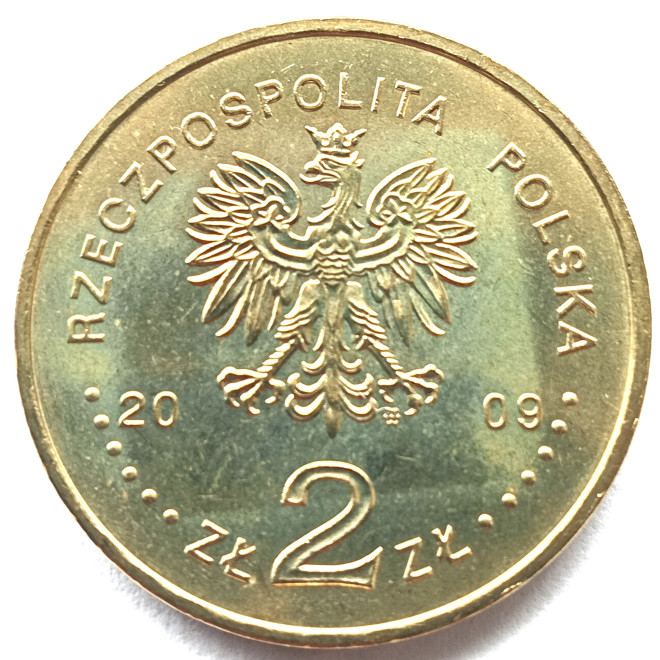 Rewers monety 2 zł 2009  65. rocznica Powstania Warszawskiego – poeci warszawscy: Krzysztof Kamil Baczyński i Tadeusz Gajcy