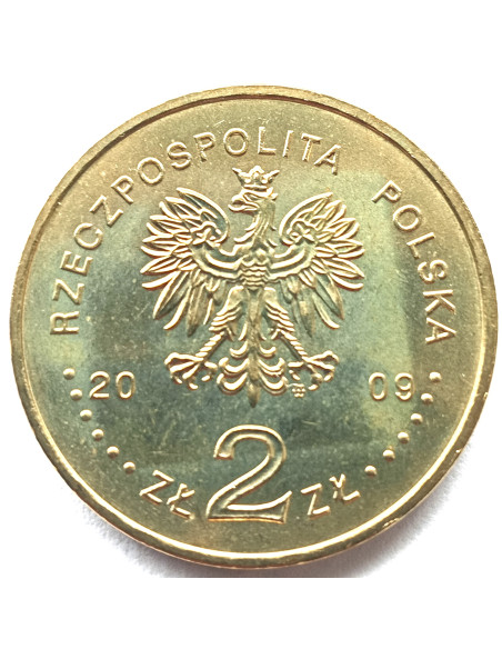 Rewers monety 2 zł 2009  65. rocznica Powstania Warszawskiego – poeci warszawscy: Krzysztof Kamil Baczyński i Tadeusz Gajcy