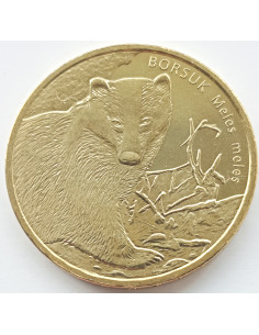 Awers monety 2 zł 2011 Zwierzęta świata – borsuk Meles meles