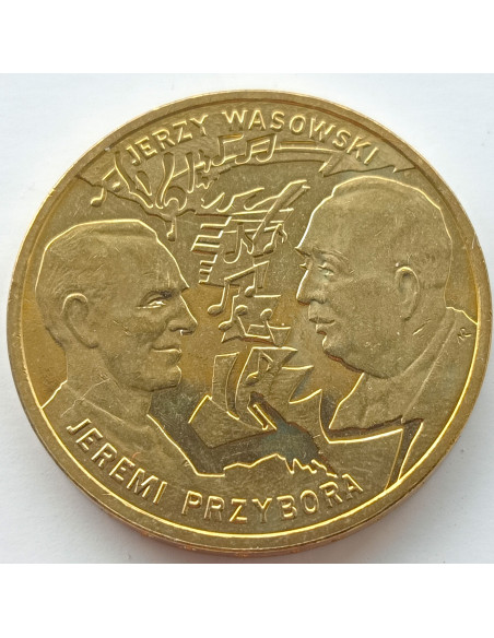 Awers monety 2 zł 2011 Historia Polskiej Muzyki Rozrywkowej – Jeremi Przybora Jerzy Wasowski