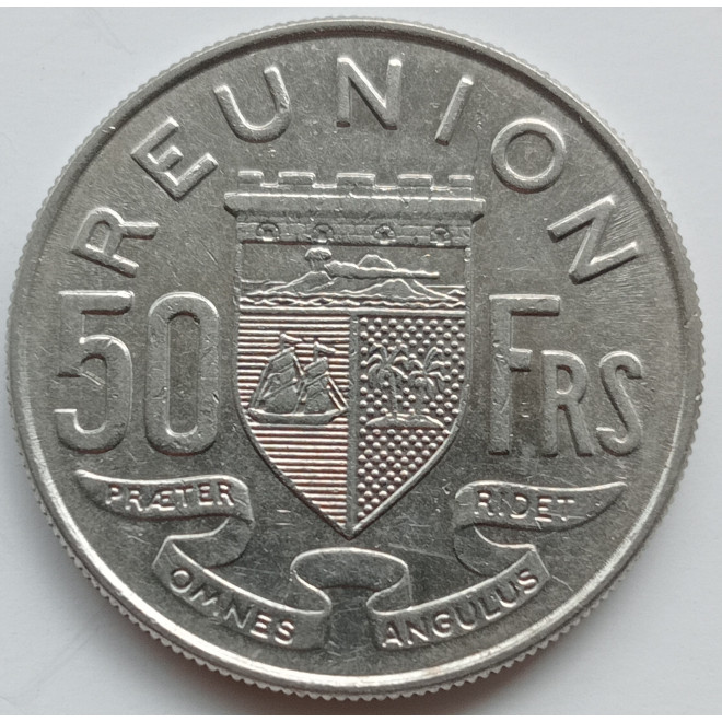 Rewers monety Reunion 50 Franków 1964
