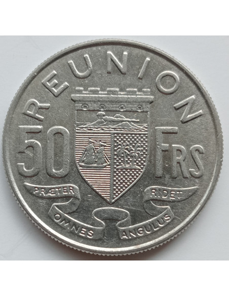 Rewers monety Reunion 50 Franków 1964