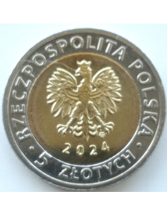 Awers monety 5 zł 2024 Opactwo Benedyktynów w Tyńcu 2