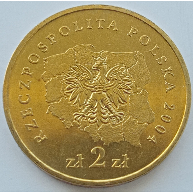 Rewers monety 2 zł 2004 Herby Województw: pomorskie