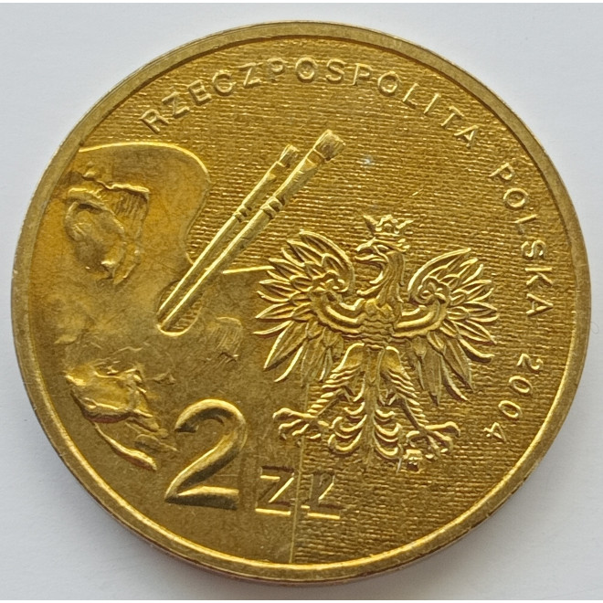 Rewers monety 2 zł 2004 Polscy malarze XIX/XX w.: Stanisław Wyspiański 18691907