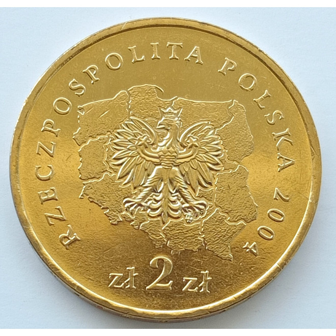 Rewers monety 2 zł 2004 Herby Województw: śląskie