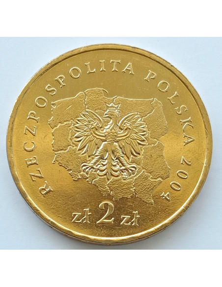 Rewers monety 2 zł 2004 Herby Województw: śląskie
