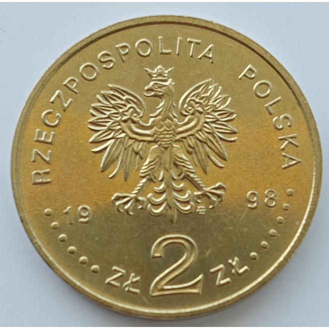 Rewers monety 2 zł 1998 200lecie urodzin Adama Mickiewicza