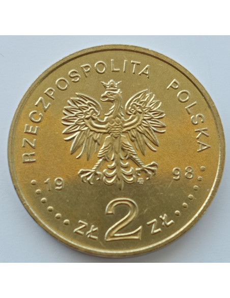 Rewers monety 2 zł 1998 200lecie urodzin Adama Mickiewicza
