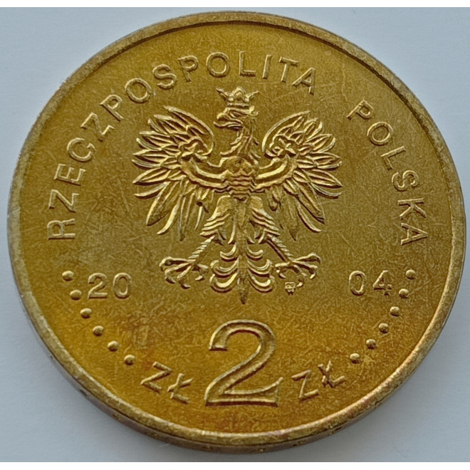 Rewers monety 2 zł 2004 100. rocznica utworzenia Akademii Sztuk Pięknych