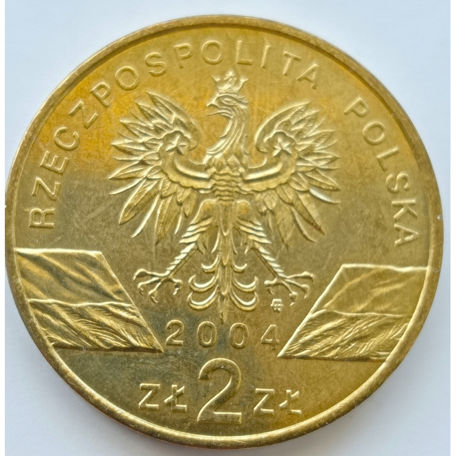 Rewers monety 2 zł 2004  Zwierzęta świata: Morświn łac. Phocoena phocoena