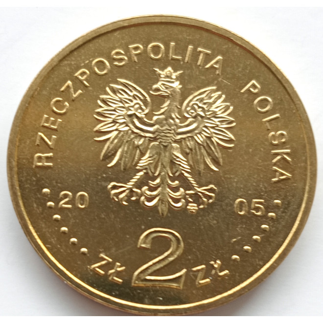 Rewers monety 2 zł 2005 Papież Jan Paweł II