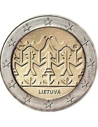 Awers monety 2 euro 2018 Litewski Festiwal Pieśnii Tańca