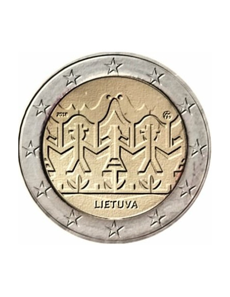Awers monety Litwa 2 euro 2018 Litewski Festiwal Pieśnii Tańca