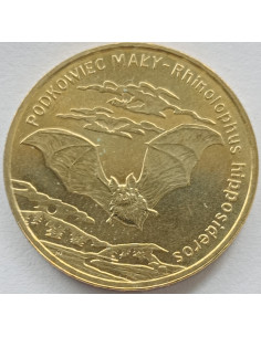 Awers monety 2 zł 2010 Zwierzęta świata – podkowiec mały łac. Rhinolophus hipposideros 2