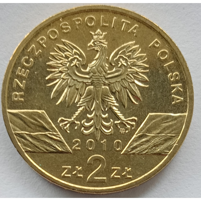 Rewers monety 2 zł 2010 Zwierzęta świata – podkowiec mały łac. Rhinolophus hipposideros