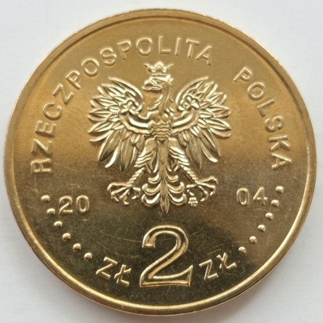Rewers monety 2 zł 2004 Wstąpienie Polski do Unii Europejskiej