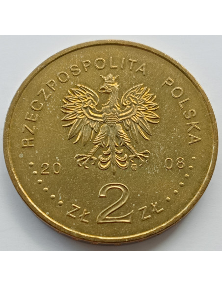 Rewers monety 2 zł 2008 450 lat Poczty Polskiej