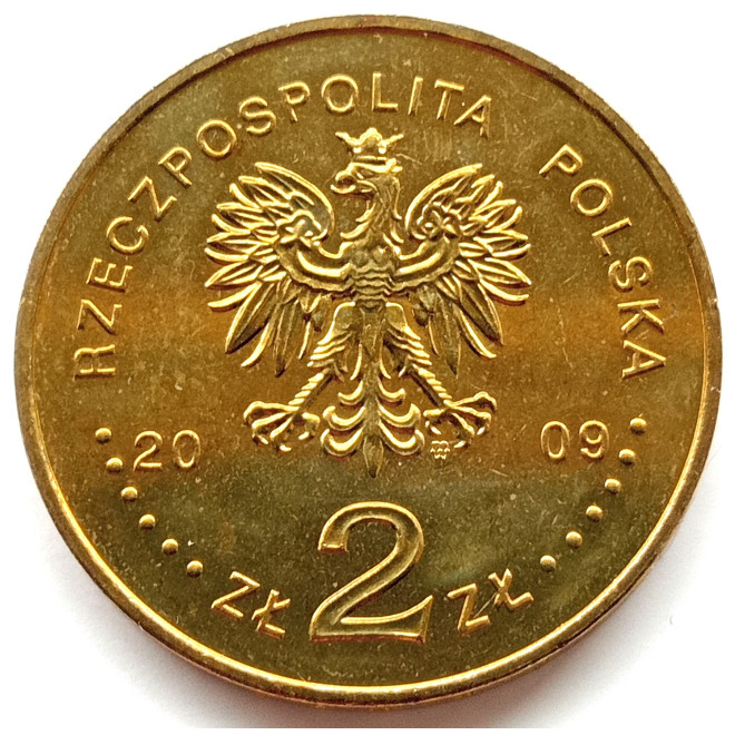 Rewers monety 2 zł 2009 25. rocznica męczeńskiej śmierci księdza Jerzego Popiełuszki