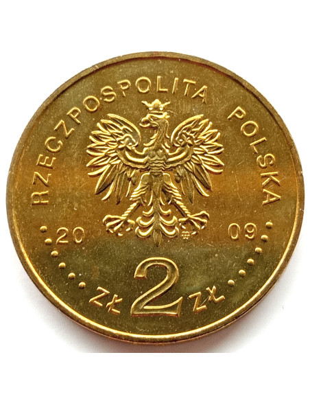 Rewers monety 2 zł 2009 25. rocznica męczeńskiej śmierci księdza Jerzego Popiełuszki