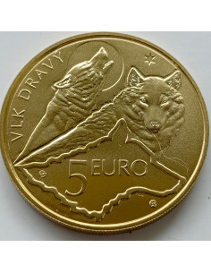 Awers monety Słowacja 5 euro 2021 Wilk