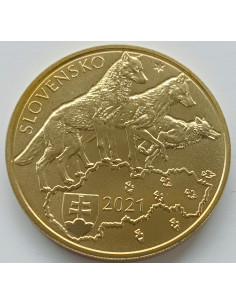Awers monety Słowacja 5 euro 2021 Wilk 2
