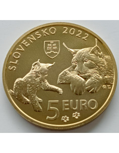 Awers monety Słowacja 5 euro 2022 Ryś 2