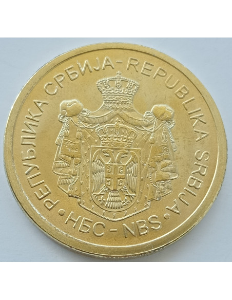 Rewers monety Serbia 5 Dinar 2020 magnetyczna
