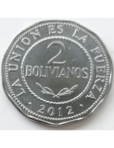 Awers monety Boliwia 2 Boliviano 2012