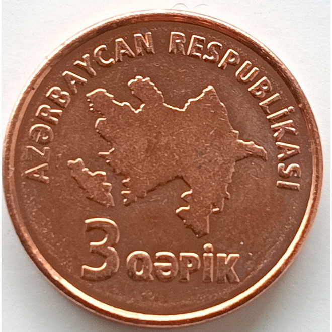 Rewers monety Azerbejdżan 3 Qepik 2006 bez daty