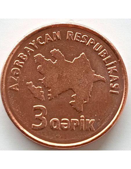 Rewers monety Azerbejdżan 3 Qepik 2006 bez daty