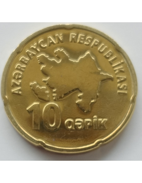 Rewers monety Azerbejdżan 10 Qepik 2006 bez daty