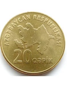 Awers monety Azerbejdżan 20 Qepik 2006 bez daty 2