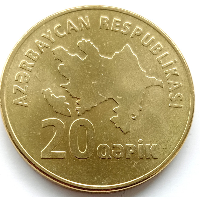 Rewers monety Azerbejdżan 20 Qepik 2006 bez daty