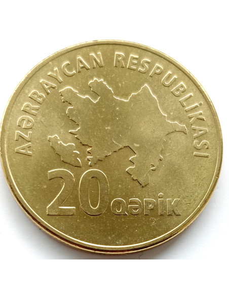 Rewers monety Azerbejdżan 20 Qepik 2006 bez daty