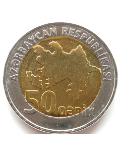 Awers monety Azerbejdżan 50 Qepik 2006 bez daty 2