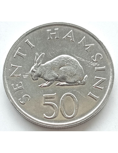 Awers monety Tanzania 50 Senti 1989