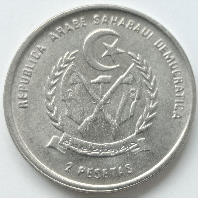 Rewers monety Sahara Zachodnia 2 Peset 1992