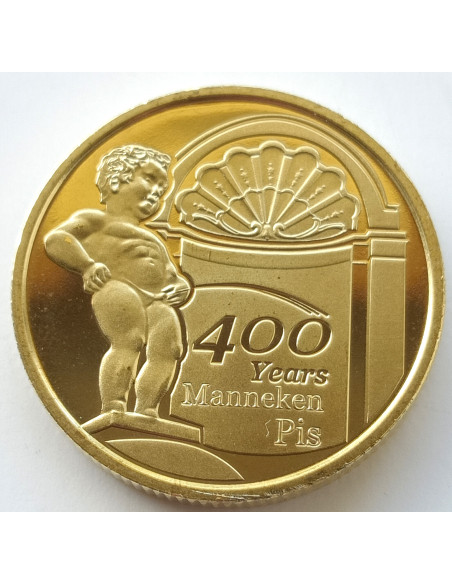 Awers monety Belgia 25 euro 2019 400. Rocznica Siusiający chłopiec – symbol Brukseli