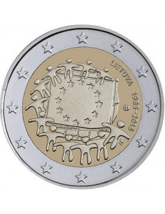Awers monety Litwa 2 euro 2015 30lecie istnienia flagi europejskiej Litwa