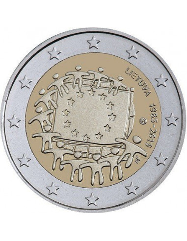 Awers monety 2 euro 2015 30lecie istnienia flagi europejskiej Litwa
