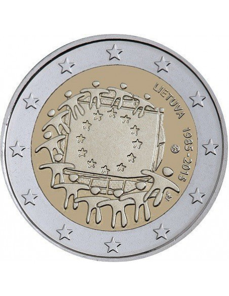 Awers monety Litwa 2 euro 2015 30lecie istnienia flagi europejskiej Litwa