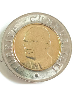 Awers monety Turcja 1 Nowa lira 2005 2