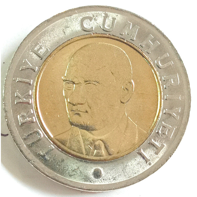 Rewers monety Turcja 1 Nowa lira 2005