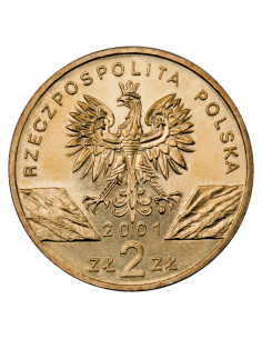 Awers monety 2 zł 2001 Zwierzęta świata: Paź Królowej łac. Papilio machano 2