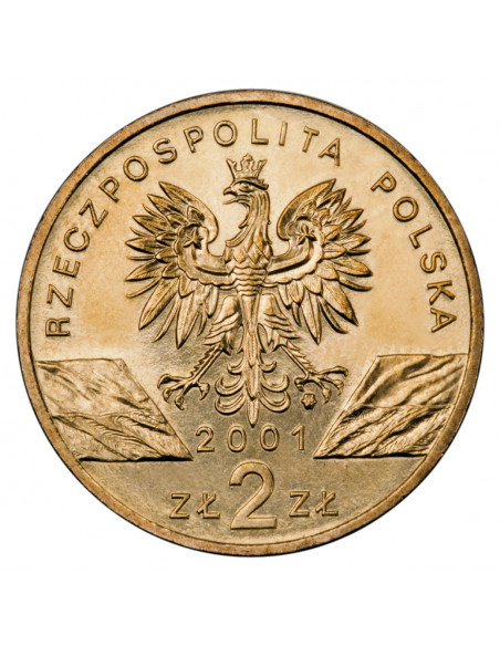 Rewers monety 2 zł 2001 Zwierzęta świata: Paź Królowej łac. Papilio machano