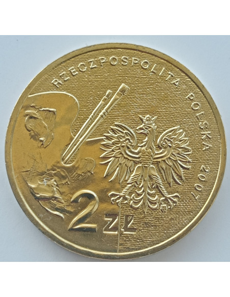 Rewers monety 2 zł 2007 Polscy Malarze XIX/XX w.: Leon Wyczółkowski 18521936