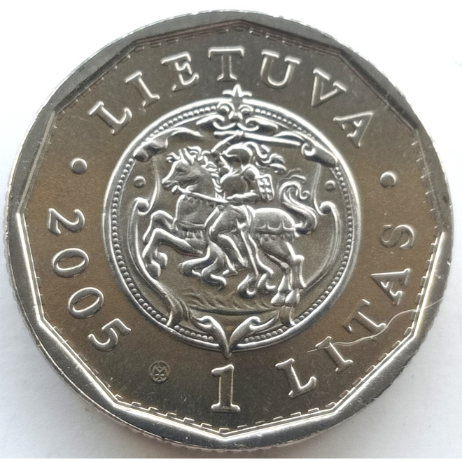 Rewers monety Litwa 1 Lit 2005 Odbudowa Pałacu Królewskiego