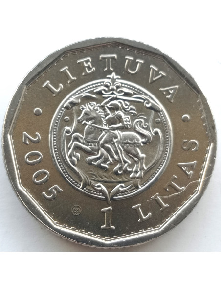 Rewers monety Litwa 1 Lit 2005 Odbudowa Pałacu Królewskiego