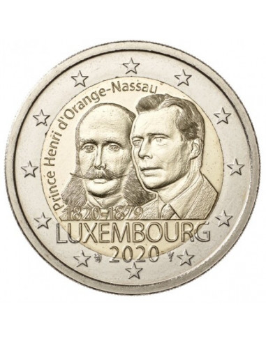 Awers monety Luksemburg 2 euro 2020 200lecie urodzin księcia Henryka OrańskiegoNassau